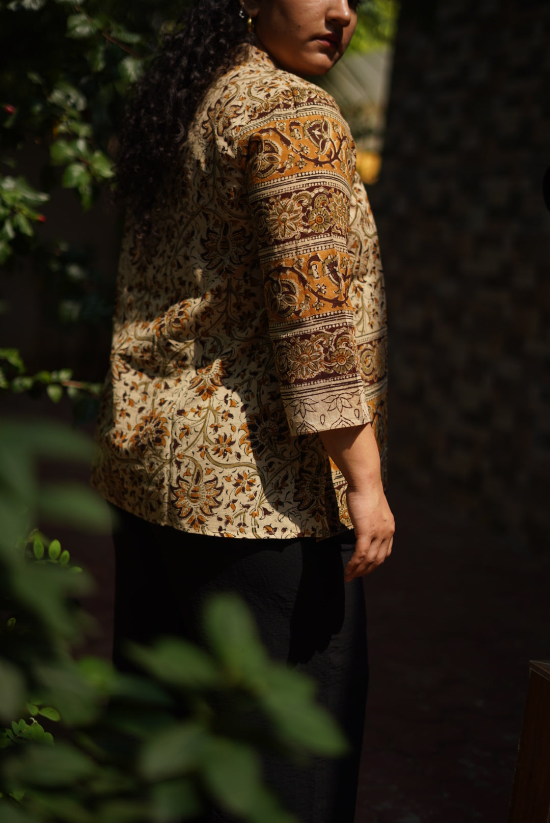 Amara Handblock Mulmul Short Top