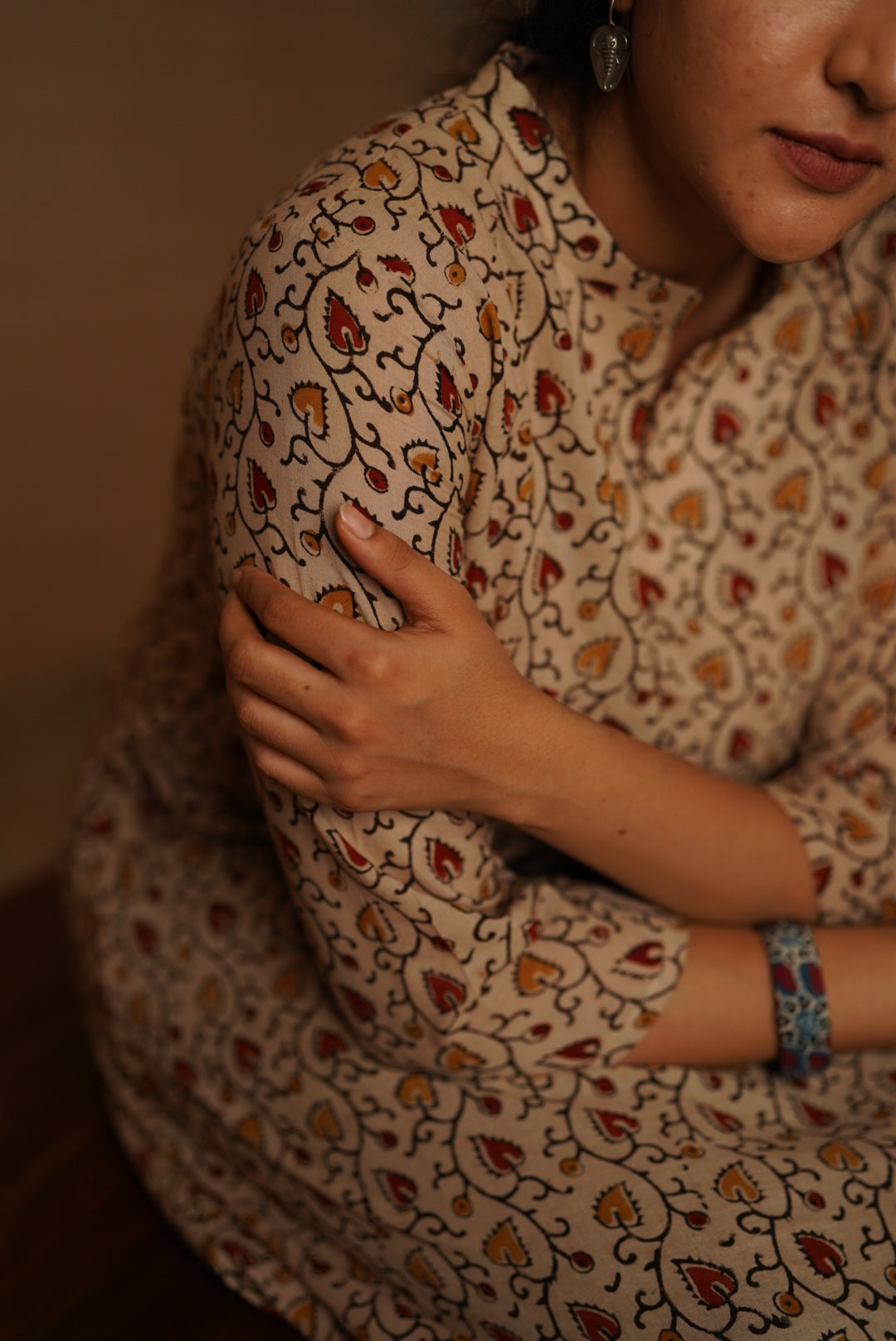 Veda Handblocked A-line Long Kurta