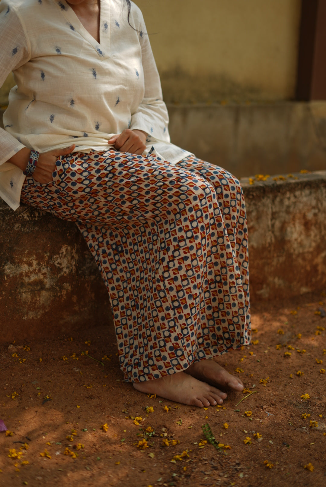 Tara Handblock Polka Palazzo Pant