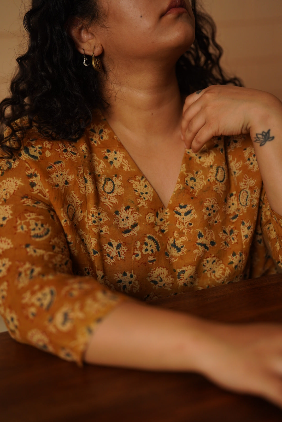 Ishani Handblocked A-line Long Kurta