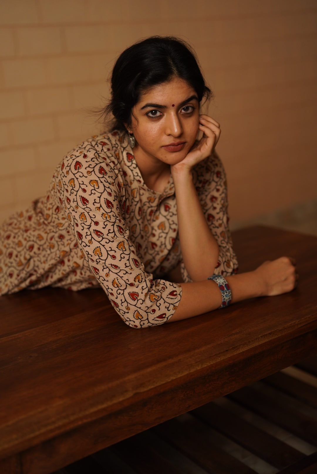 Veda Handblocked A-line Long Kurta