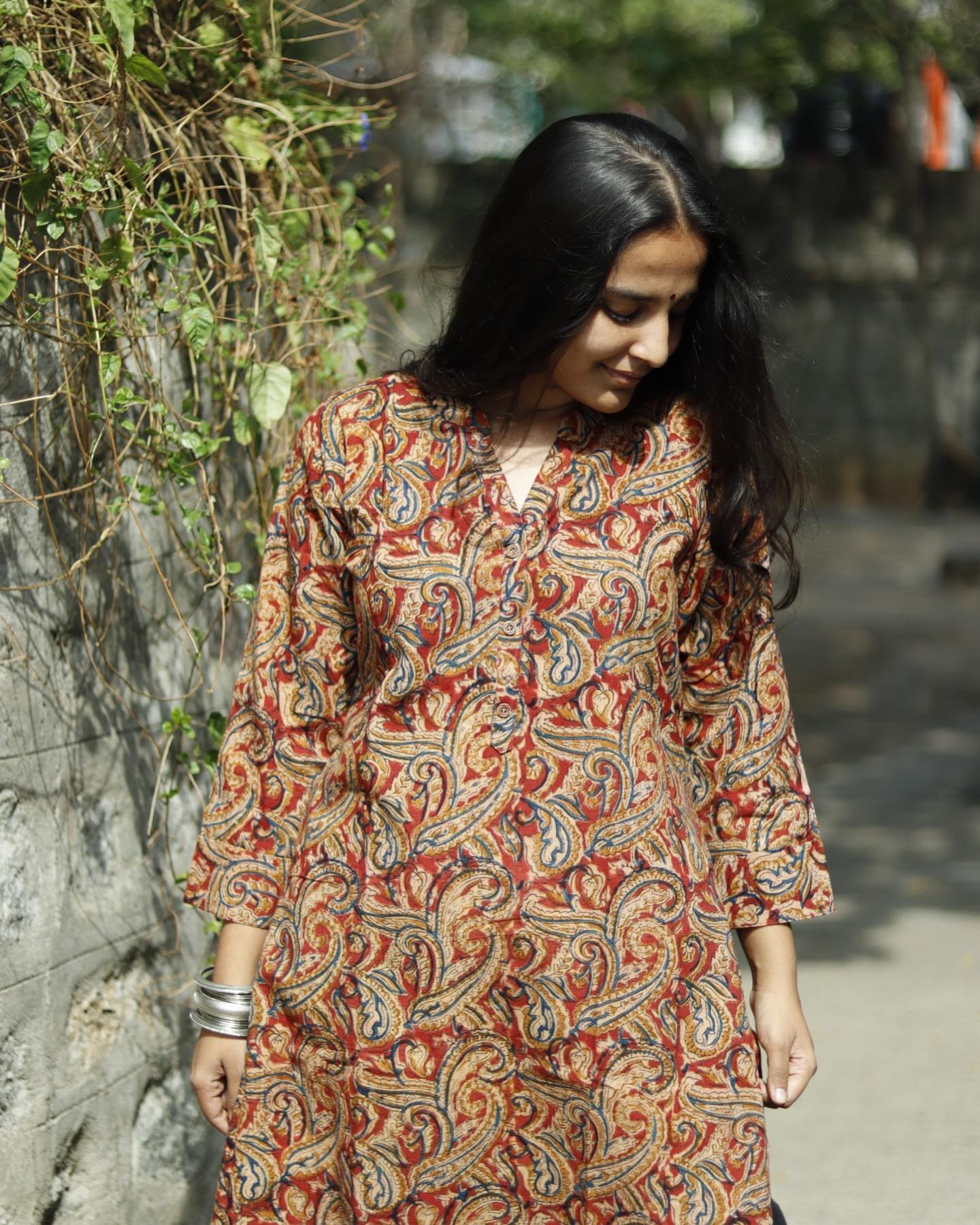 Red Paisley Elegance Cotton Kalamkari Kurta