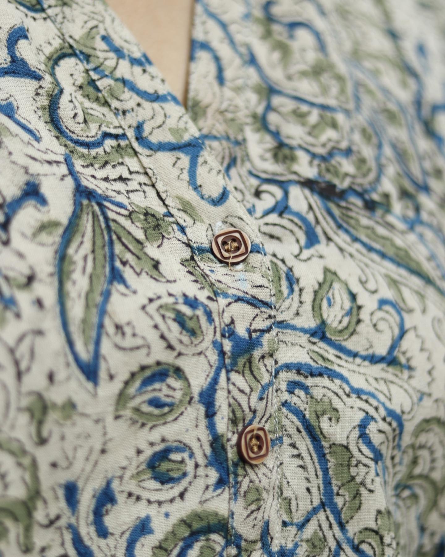 Mystic Vines Kurta White, Green & Indigo Cotton Kalamkari Kurta