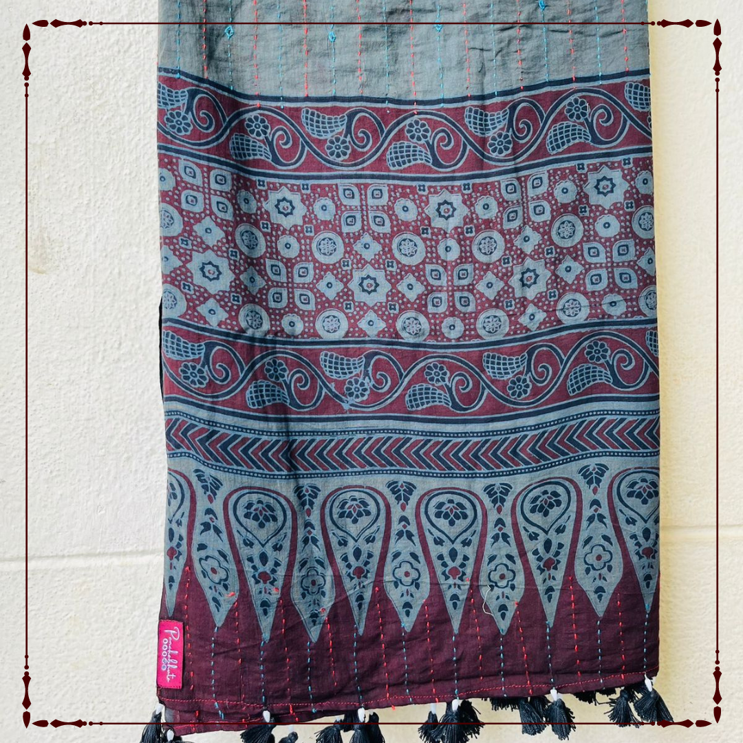 Verde Eleganza : Jaipur Handblock Dupatta