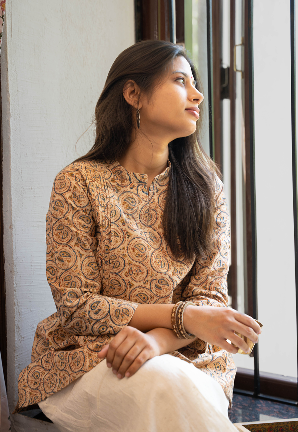 Sanchi Double Paisley Hand Block Print Organic Cotton Short Top