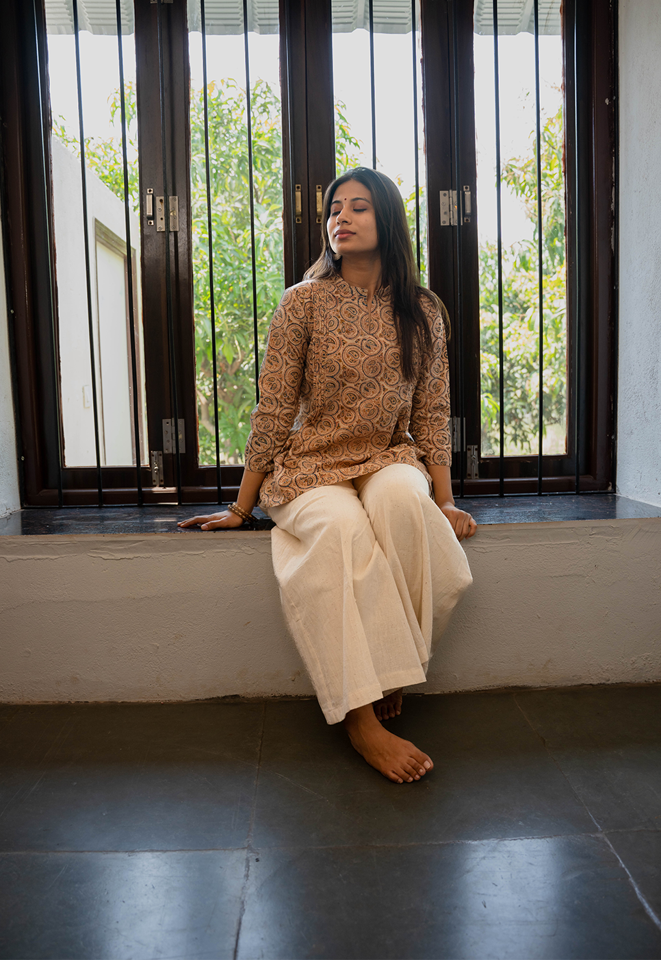 Sanchi Double Paisley Hand Block Print Organic Cotton Short Top