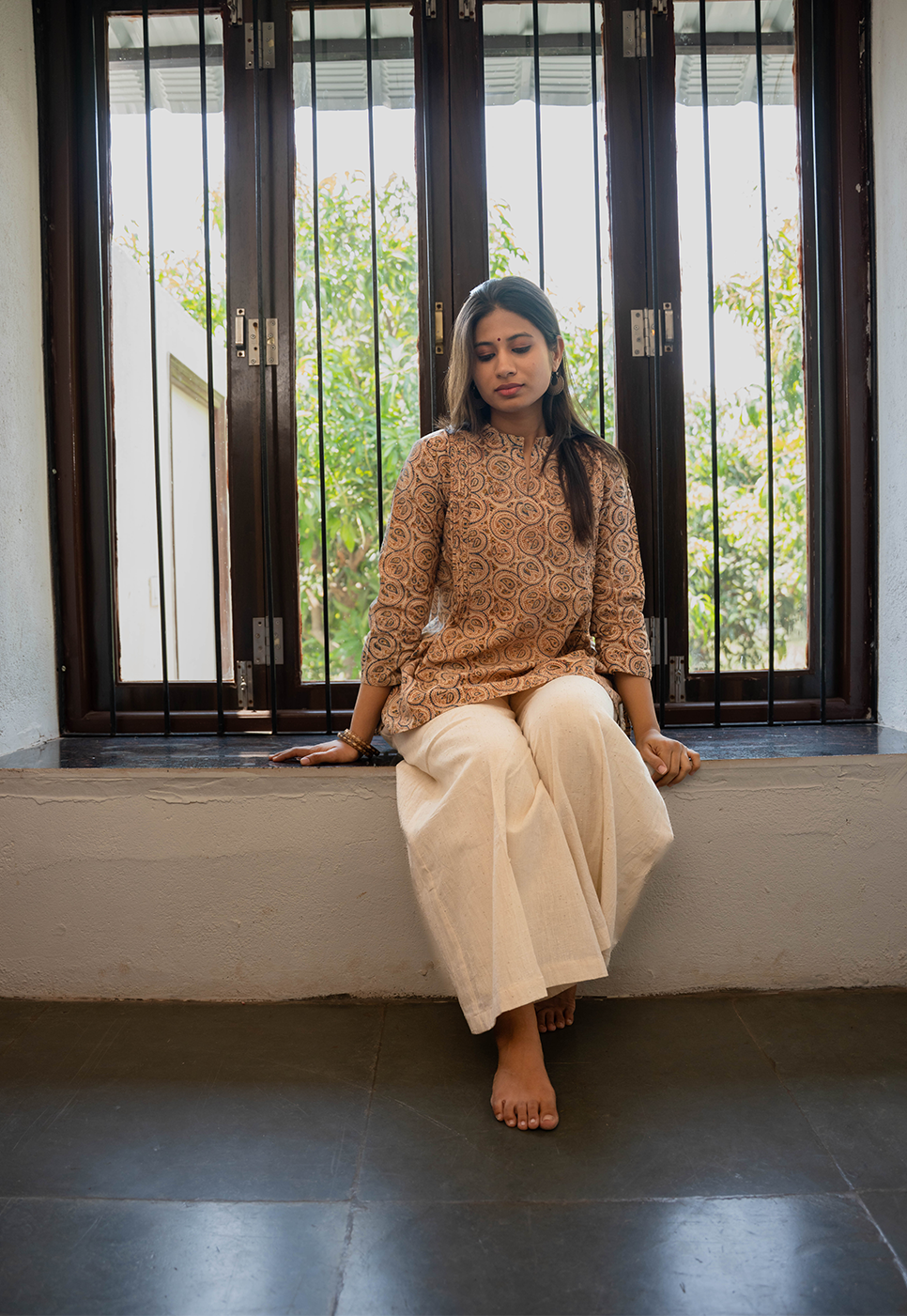 Sanchi Double Paisley Hand Block Print Organic Cotton Short Top