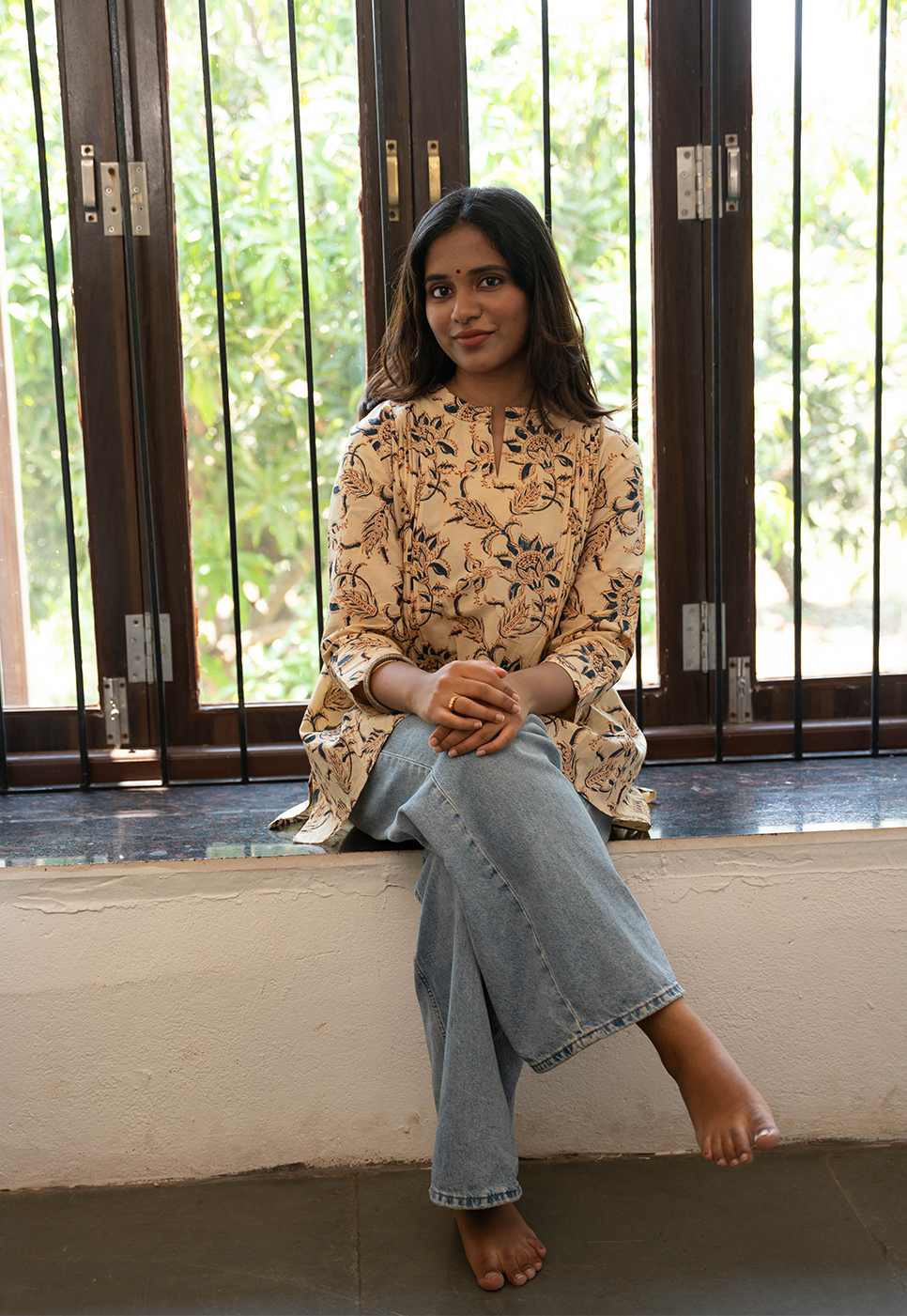 Neer Indigo Hand Block Print Organic Cotton Short Top