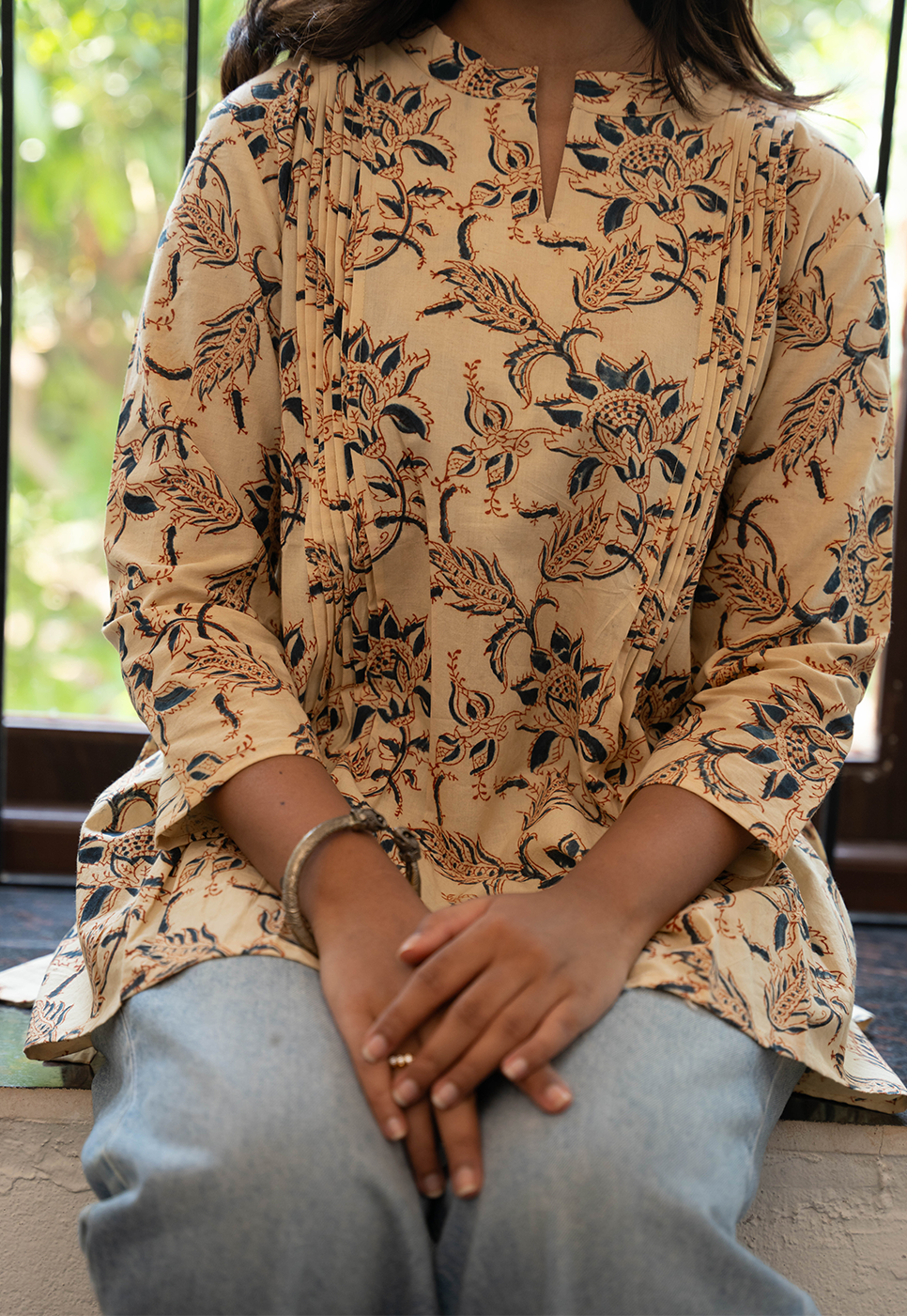 Neer Indigo Hand Block Print Organic Cotton Short Top
