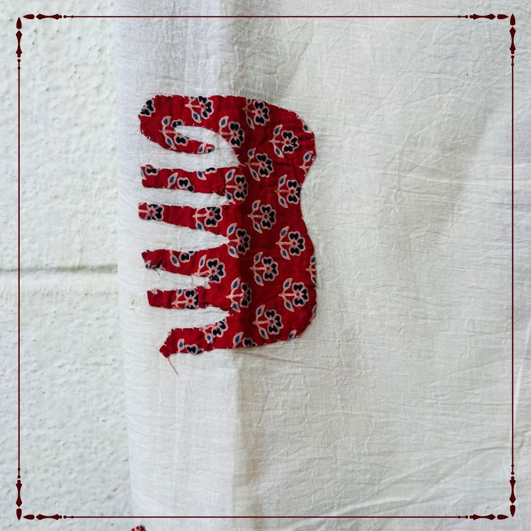 Red Elephant - Jaipur Patchwork Dupatta