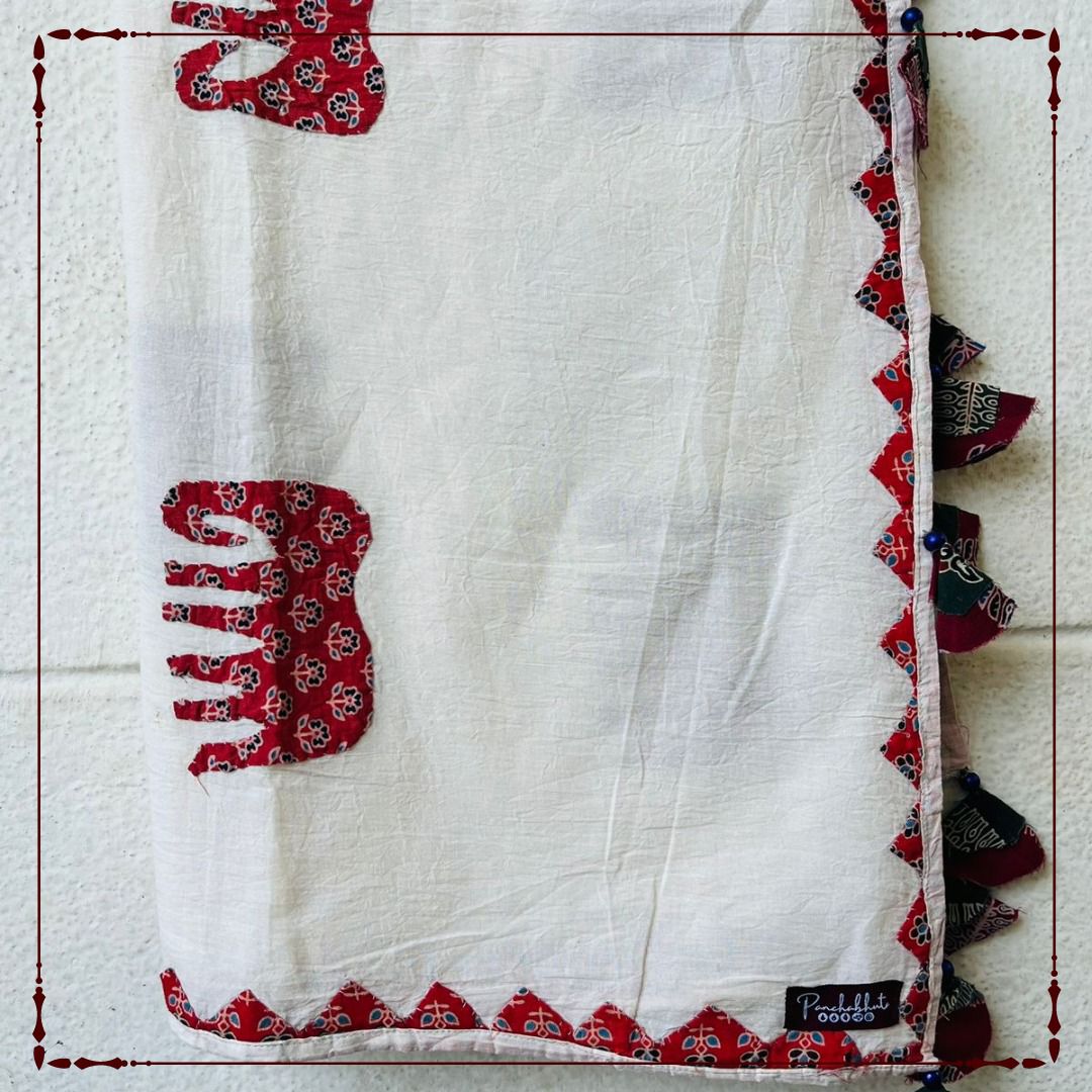 Red Elephant - Jaipur Patchwork Dupatta