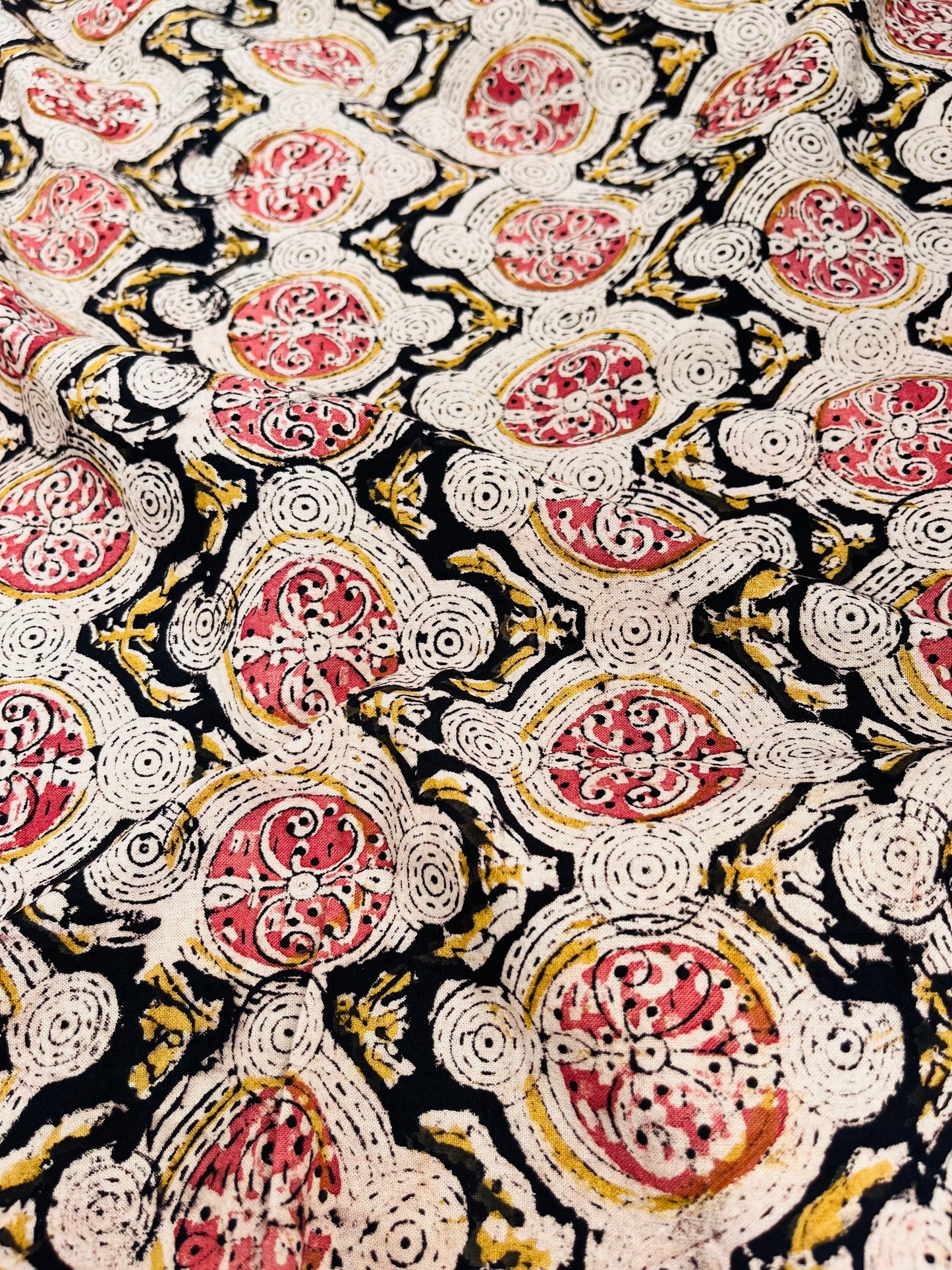 Ebony Rose Handblock Kalamkari Fabric