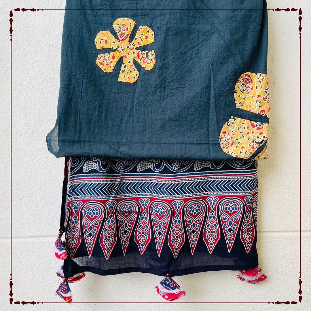 Rajwada Blooms - Jaipur Patchwork Dupatta