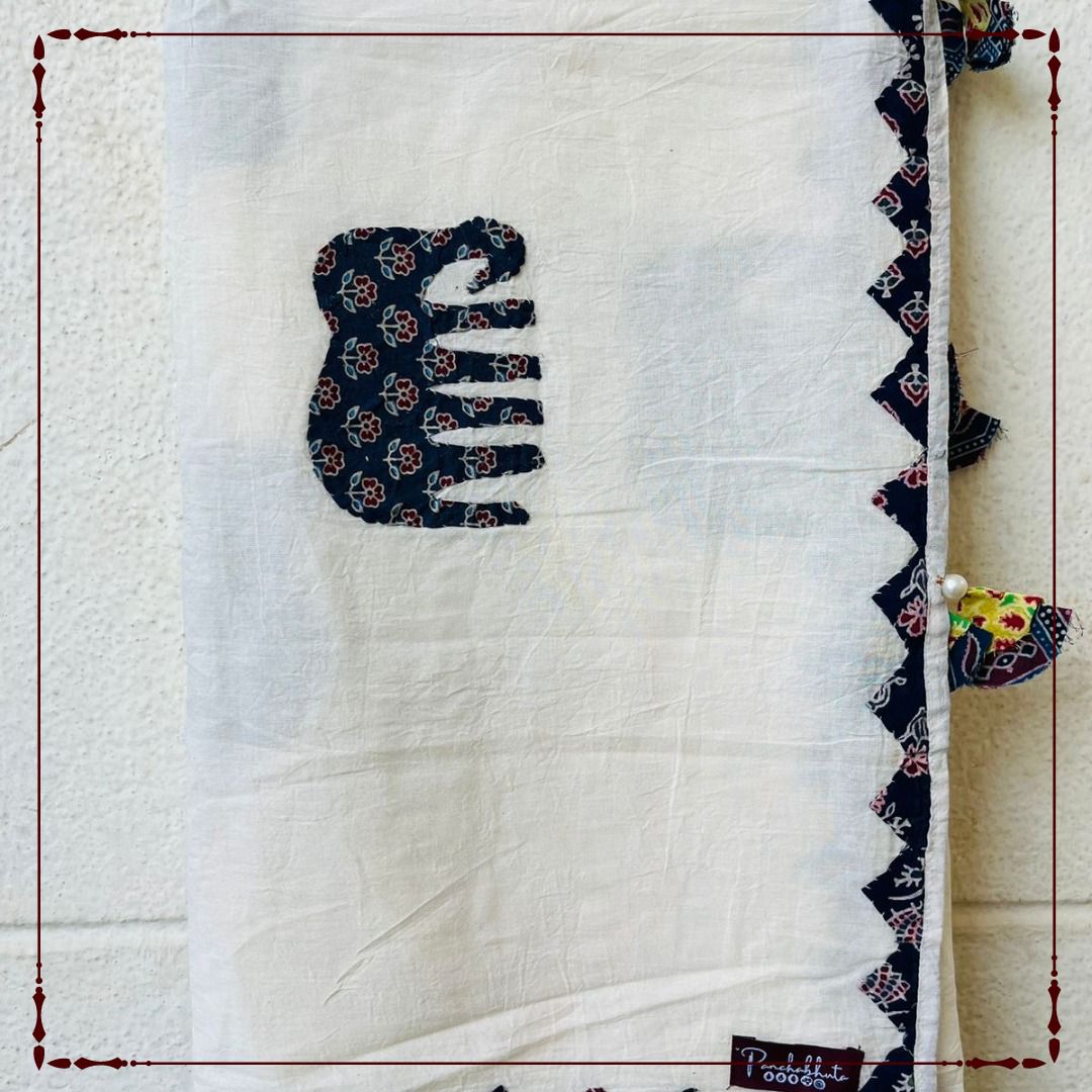 Blue Elephant - Jaipur Patchwork Dupatta