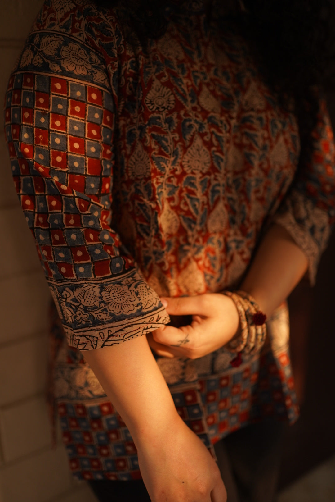 Kaushiki Handblock Mulmul Short Top