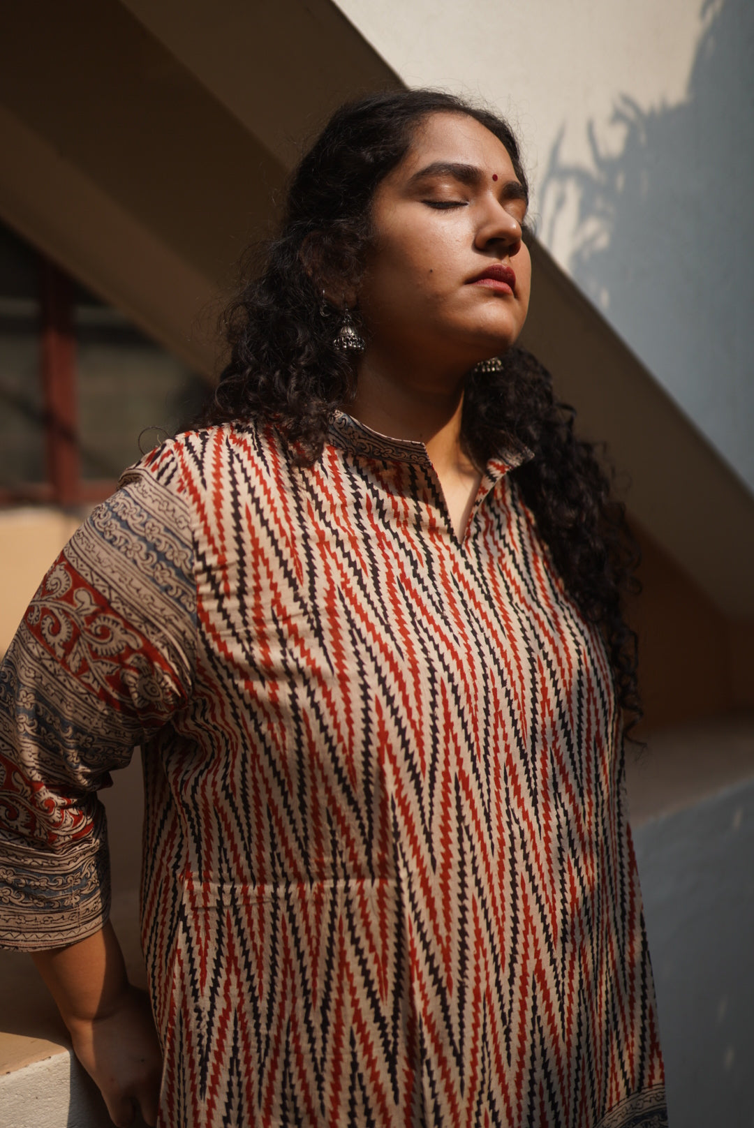 Sharvani Handblock Mulmul Short Top