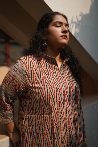 Sharvani Handblock Mulmul Short Top