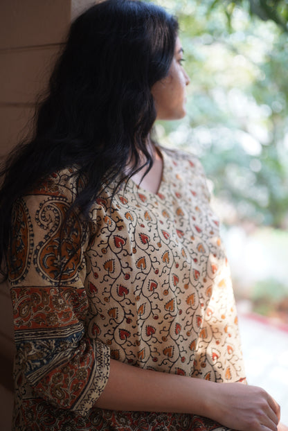 Maithili Handblock Mulmul Short Top