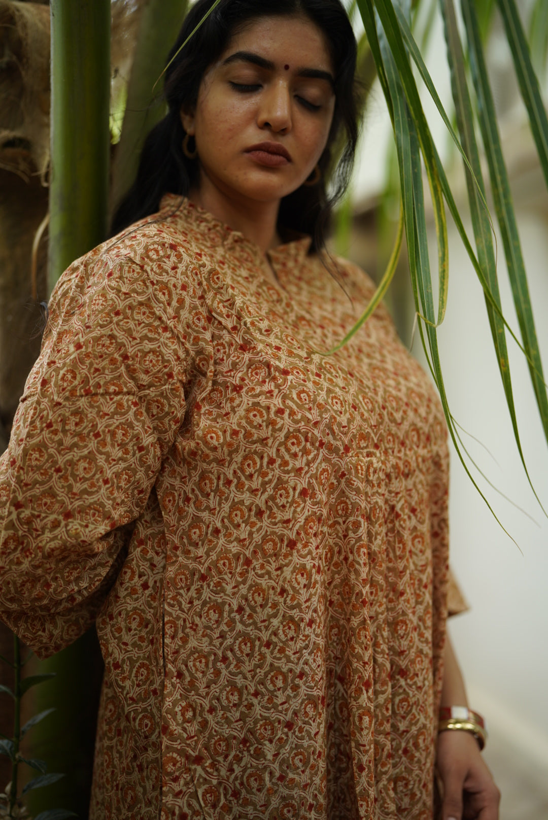 Roshni Handblocked A-line Long Kurta