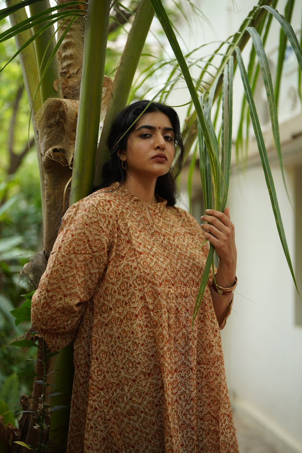 Roshni Handblocked A-line Long Kurta