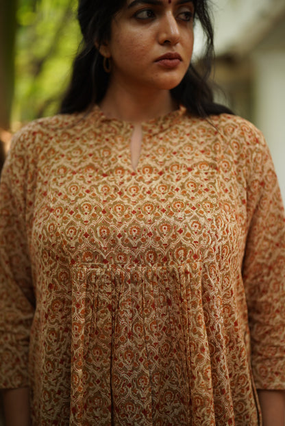 Roshni Handblocked A-line Long Kurta
