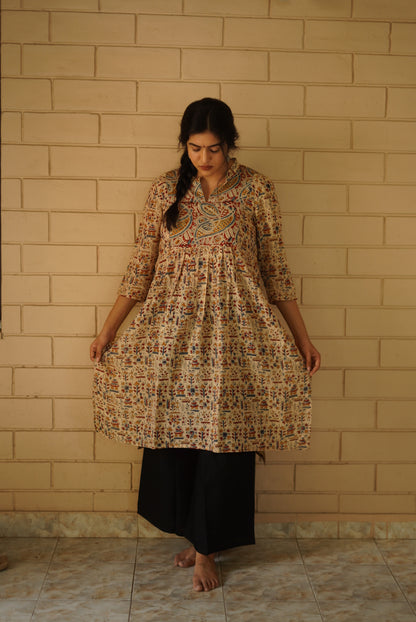 Vritika A-Line Cotton Silk Long Kurta