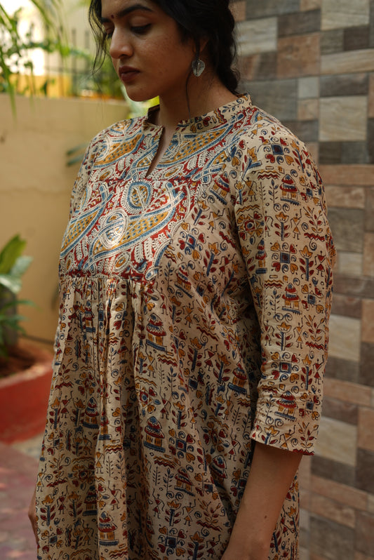 Vritika A-Line Cotton Silk Long Kurta