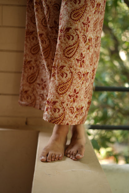 Vaidehi Handblock Mulmul Palazzo Pant