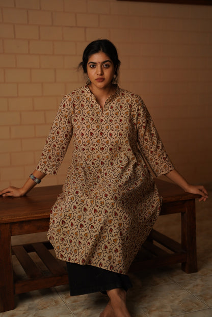 Veda Handblocked A-line Long Kurta