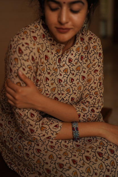 Veda Handblocked A-line Long Kurta