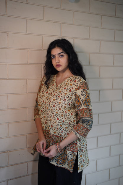 Maithili Handblock Mulmul Short Top