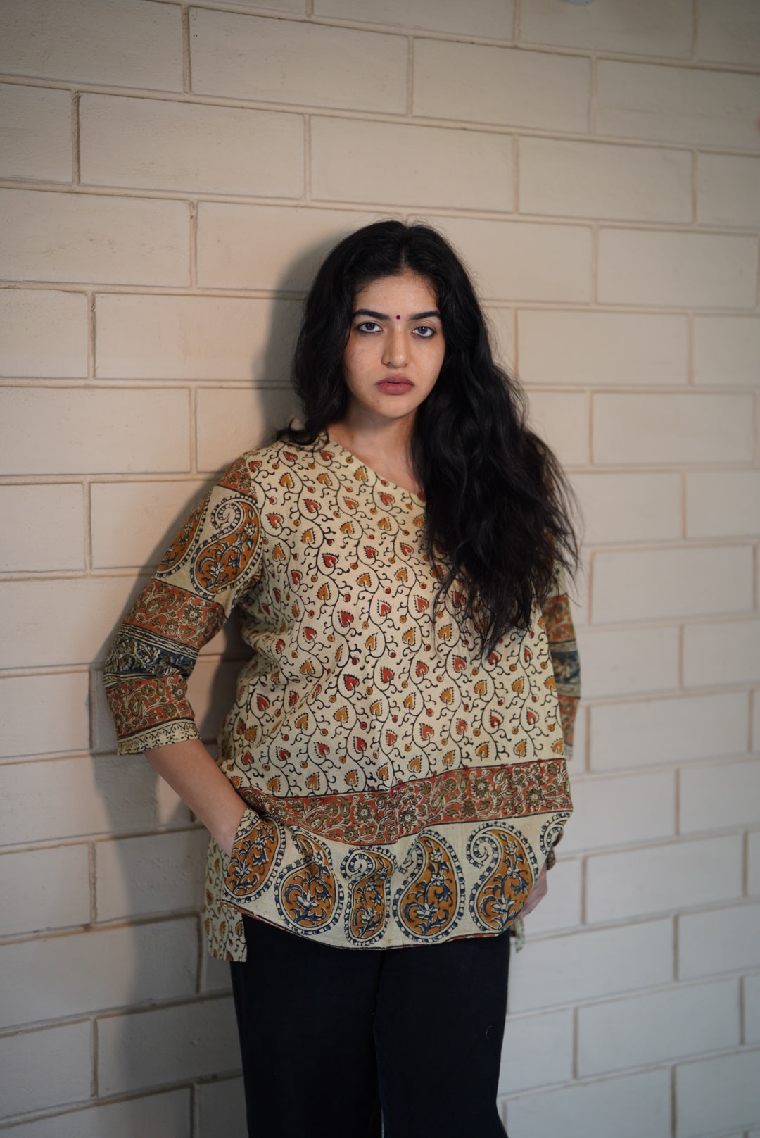 Maithili Handblock Mulmul Short Top