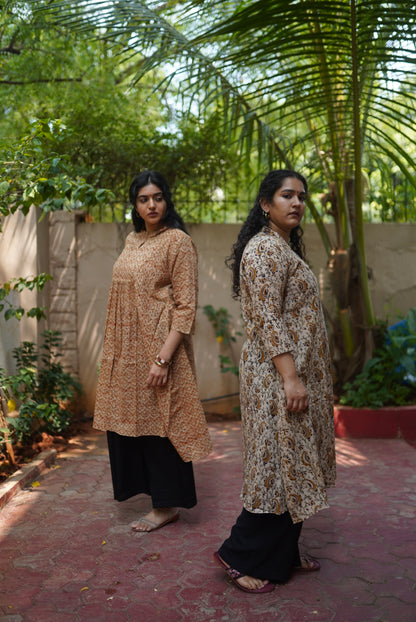 Aranya Handblocked A-line Long Kurta