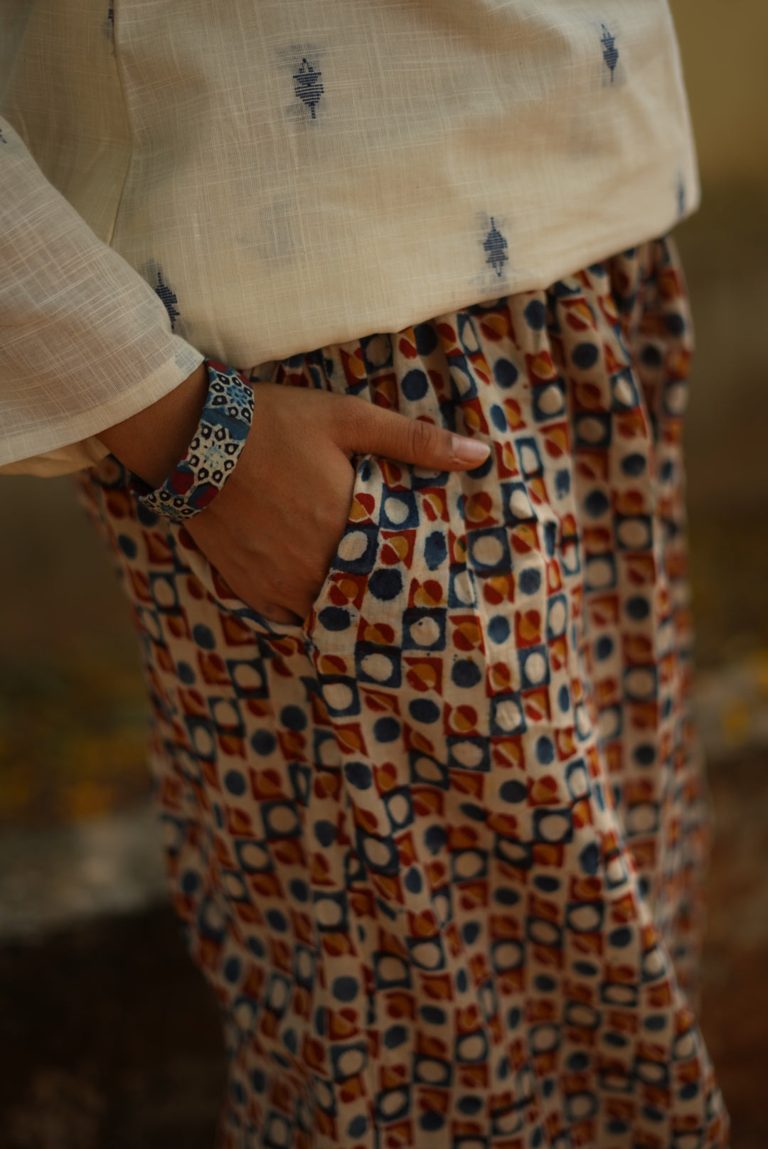 Tara Handblock Polka Palazzo Pant