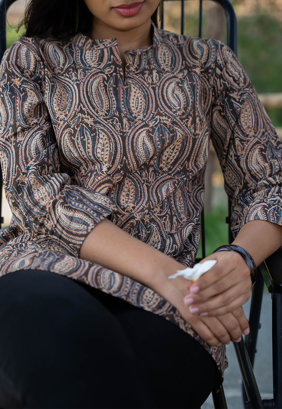 Aara Paisely Hand Block Print Organic Cotton Short Top