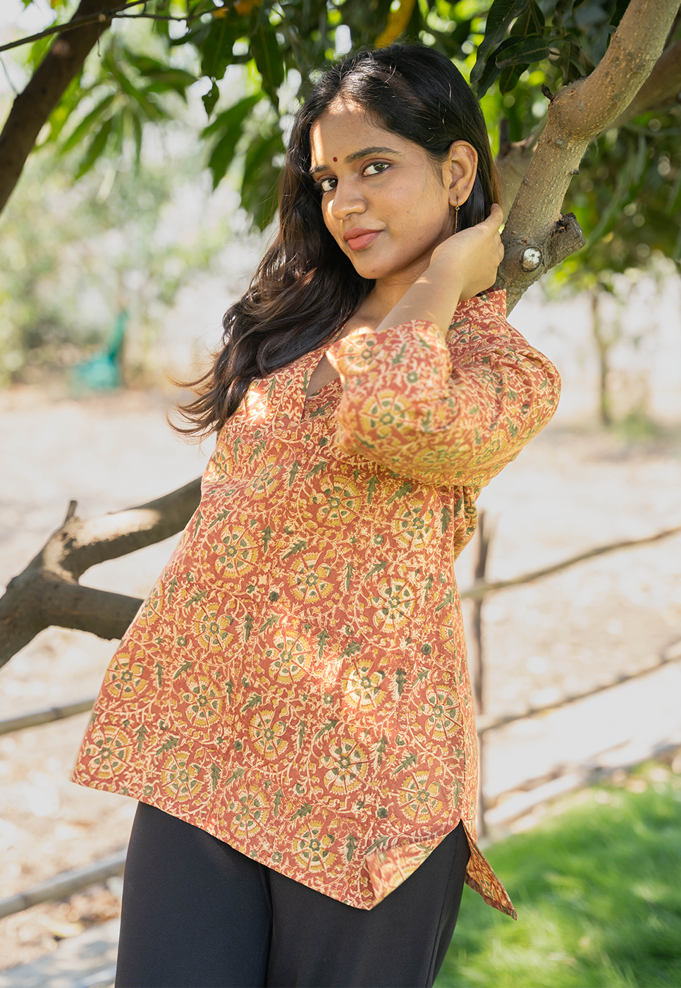 Tarini Pink Hand Block Print Organic Cotton Short Top